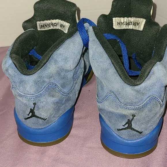 Size 4.5y- Air Jordan 5 Retro Blue Suede - Picture 4 of 7